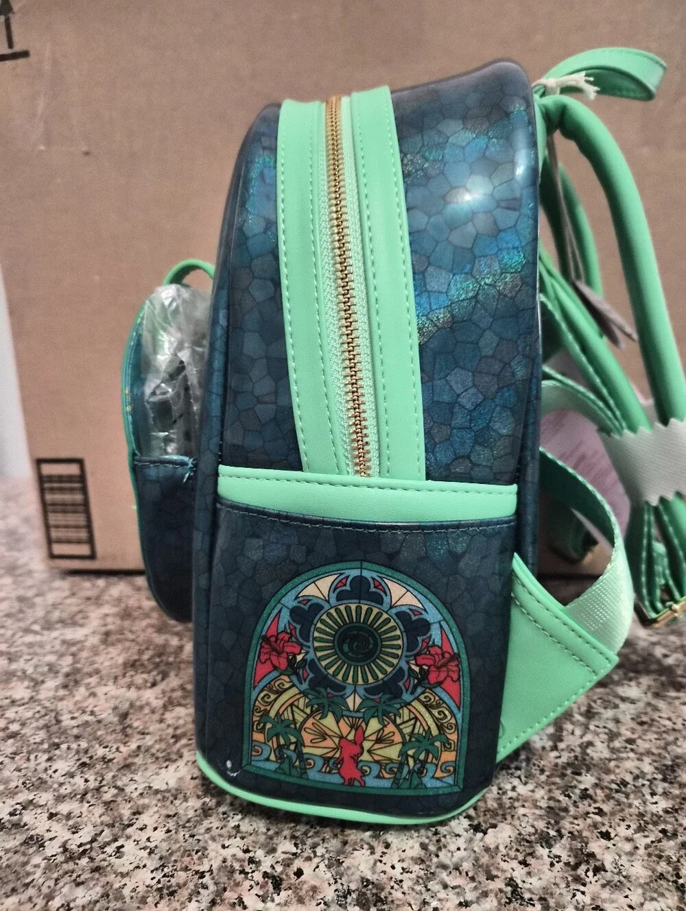 Loungefly Teal & Aqua Moana Stainglass Mini Backpack
